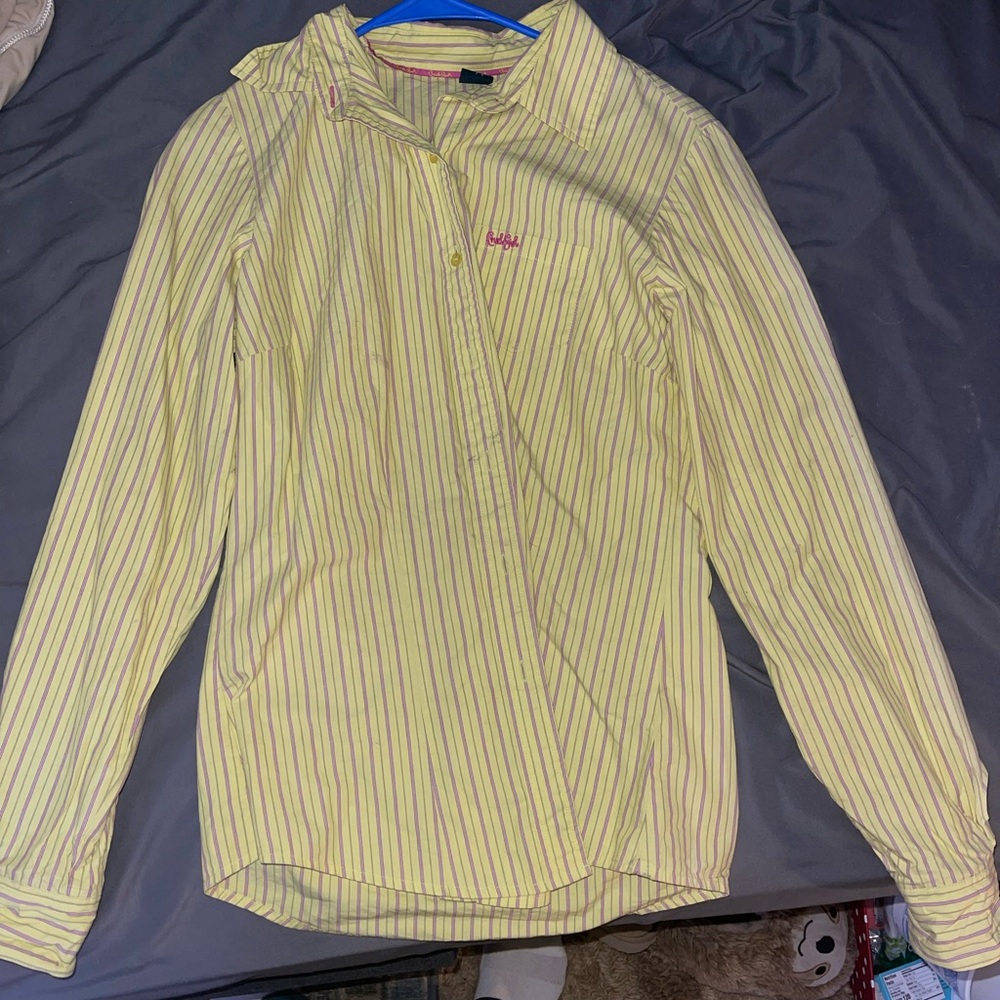 Cruel Girl Yellow and Pink Striped Shirt